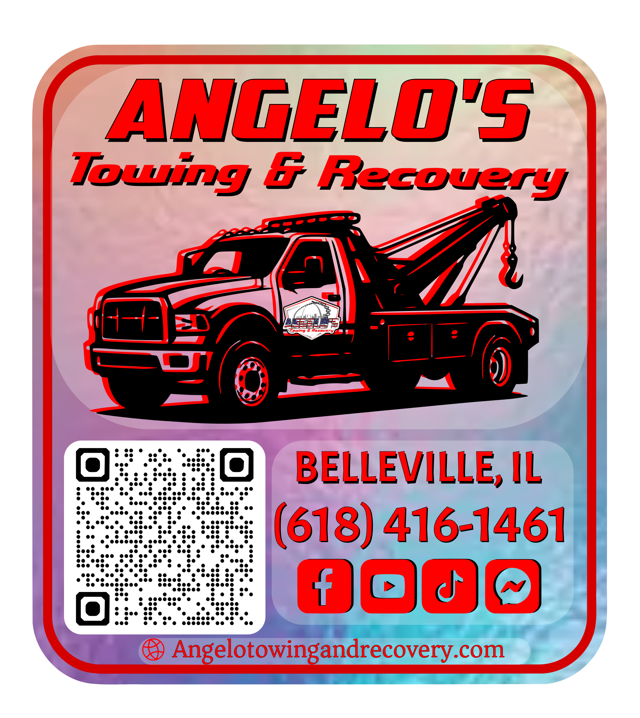 Angelo's Towing &amp; Recovery -QR Code Sticker (6pack)